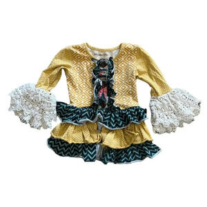 Mustard Pie Yellow Geo Amelia Ruffle Tunic Dress 12M